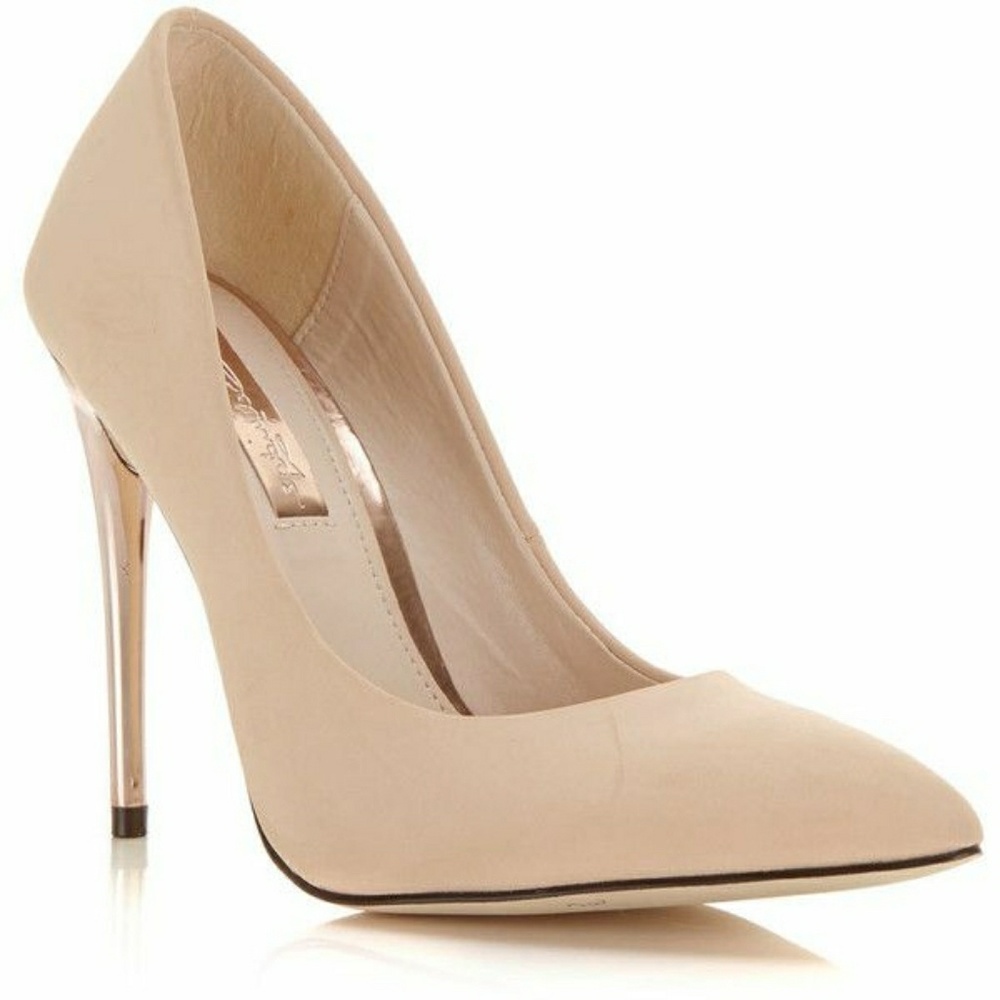 Nude court shoe heels glam nude with gold heel - Picture 3 of 6